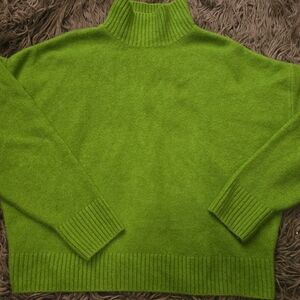 Zara Green Turtleneck Sweater Cozy Knit